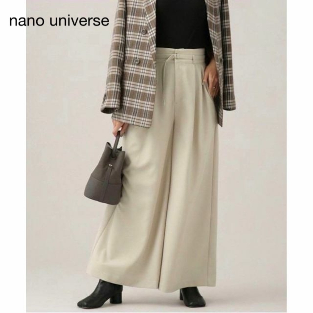 nano・universe(ナノユニバース)のナノユニバース nano universe ベルト付ツータック ワイドパンツ レディースのパンツ(カジュアルパンツ)の商品写真