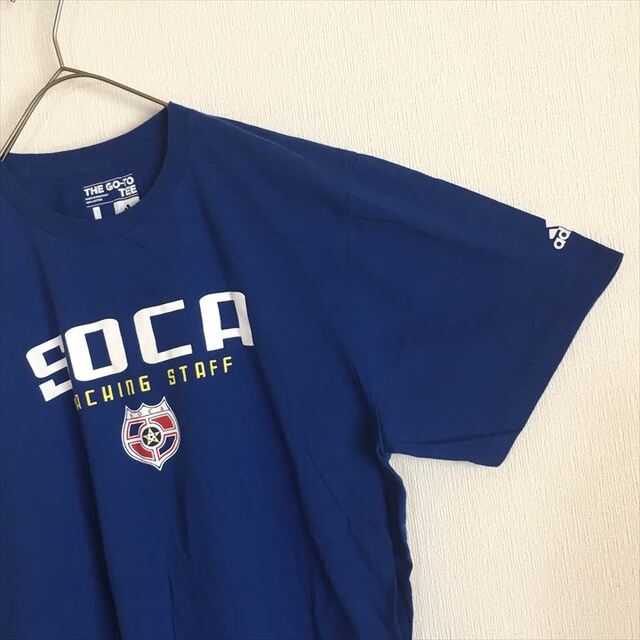 adidas(アディダス)の90s 古着 アディダス Tシャツ SOCA サッカー 三本線ロゴ ゆるダボ L メンズのトップス(Tシャツ/カットソー(半袖/袖なし))の商品写真