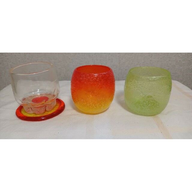 キッチン/食器琉球グラス３個＋ソーサー１枚セット