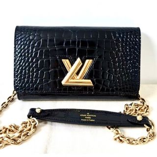 ルイヴィトン(LOUIS VUITTON)の未使用☆ルイヴィトン　チェーンウォレット　ツイスト　クロコダイル　黒　ショルダー(ショルダーバッグ)