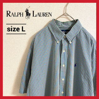 ラルフローレン(Ralph Lauren)の90s 古着 ラルフローレン 半袖シャツ 刺繍ロゴ ゆるダボ チェック L(シャツ)