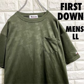 ファーストダウン(FIRST DOWN)のファーストダウン　ドライTシャツ　カーキ　ワンポイントロゴ　メンズLLサイズ(Tシャツ/カットソー(半袖/袖なし))