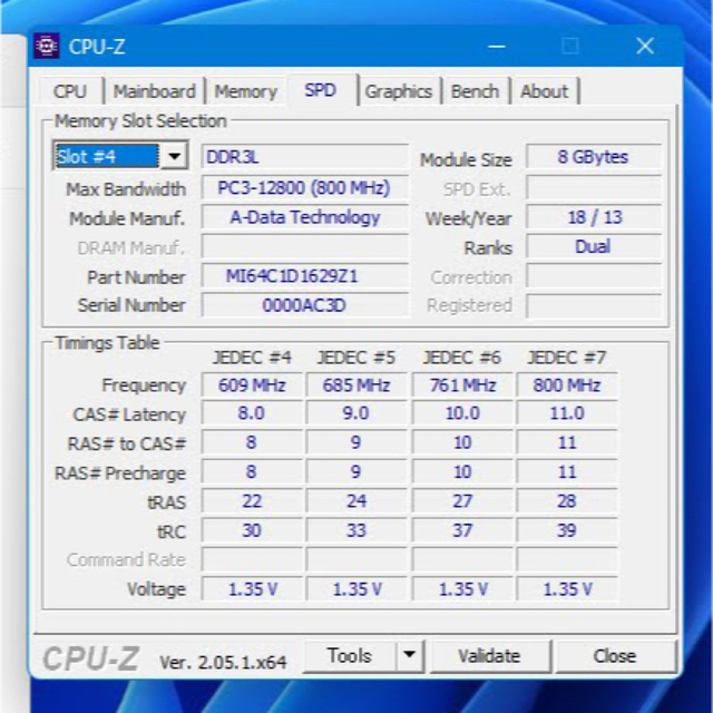 デスクトップ PC用メモリ DDR3L 1600 8GB×2枚 動作確認済み スマホ/家電/カメラのPC/タブレット(PCパーツ)の商品写真