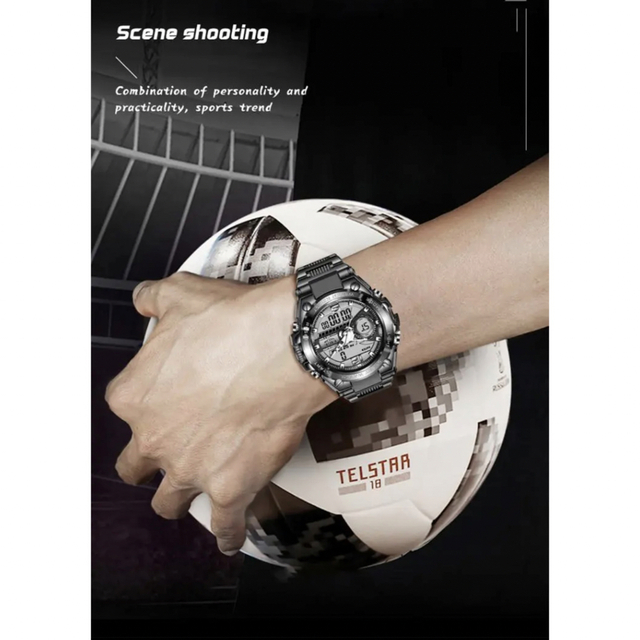 ★ミリタリー腕時計★ メンズ腕時計 ブラック 黒 アナデジ 防水 クロノグラフ メンズの時計(腕時計(デジタル))の商品写真