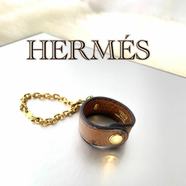 HERMES グローブホルダー　オーストリッチ　ブラウン　ゴールド　126