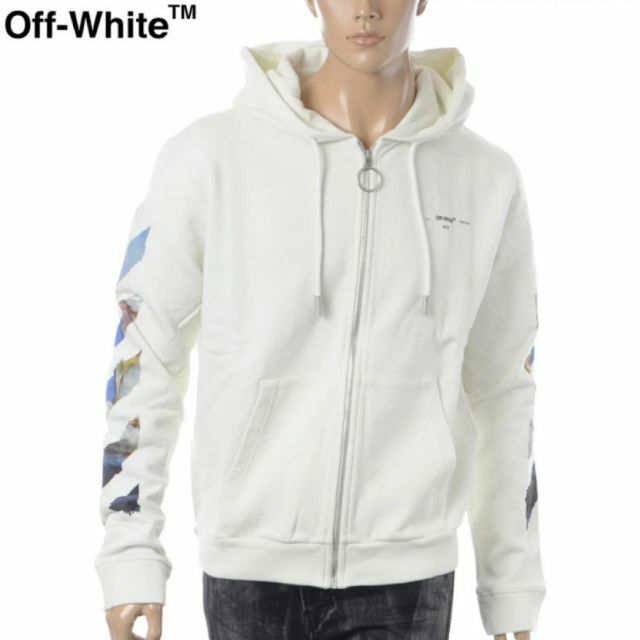 【新品未使用】オフホワイト OFF-WHITE ジップアップパーカー メンズ M | フリマアプリ ラクマ