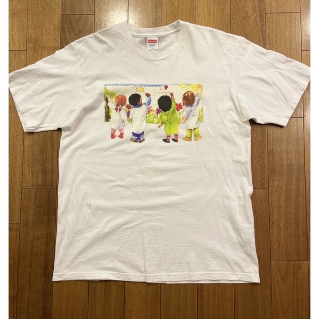 supreme kids tee small white