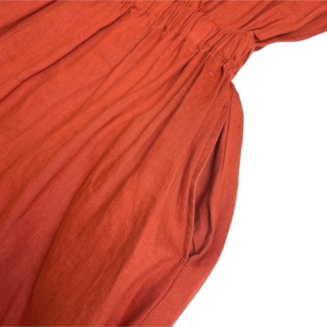 URBAN RESEARCH DOORS(アーバンリサーチドアーズ)のアーバンリサーチドアーズ 麻 リネン ワンピース ロング丈 テラコッタ オレンジ レディースのワンピース(ロングワンピース/マキシワンピース)の商品写真
