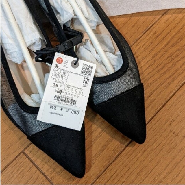 5 ＊新品 タグ付き ZARA ザラ ビジューパンプス - フラットシューズ