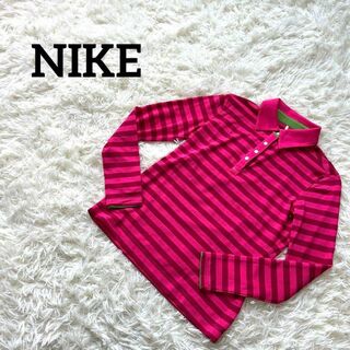 ナイキ(NIKE)のNIKE golf ナイキ　ゴルフ　スポーツ　シャツ　ピンク　S ボーダー(ポロシャツ)