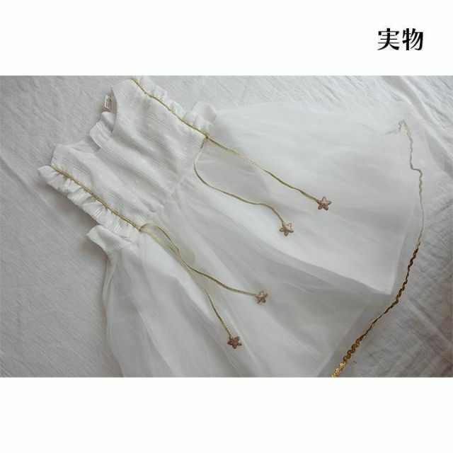 キッズ　ドレス　女の子 80　ワンピース　ふんわり ホワイトチュール　スター夏n キッズ/ベビー/マタニティのベビー服(~85cm)(セレモニードレス/スーツ)の商品写真