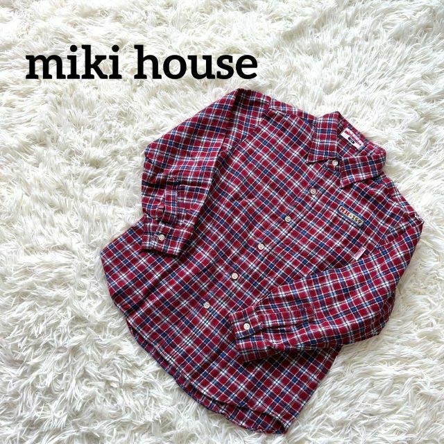 mikihouse - miki house ミキハウス 襟 シャツ チェック 赤 レッド 120