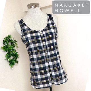 マーガレットハウエル(MARGARET HOWELL)のマーガレットハウエルのチェックのノースリーブ（サイズ1）(シャツ/ブラウス(半袖/袖なし))