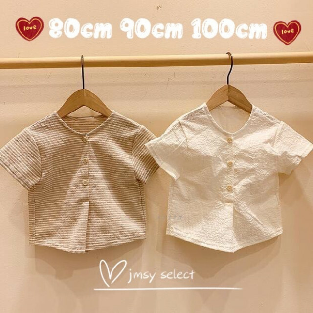 ◆SALE◆100cm　ブラウス tシャツ　男の子女の子　ボーダー　韓国 キッズ/ベビー/マタニティのキッズ服男の子用(90cm~)(Tシャツ/カットソー)の商品写真