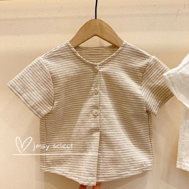 ◆SALE◆100cm　ブラウス tシャツ　男の子女の子　ボーダー　韓国 キッズ/ベビー/マタニティのキッズ服男の子用(90cm~)(Tシャツ/カットソー)の商品写真