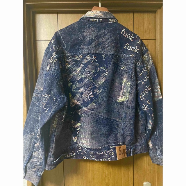 Supreme Archive Denim Jacquard Trucker Jacket Blue XL