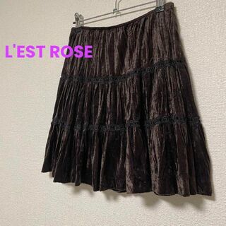 レストローズ(L'EST ROSE)の3149 レストローズ L'EST ROSE ベロア風 艶感スカート 膝上 上品(ひざ丈スカート)