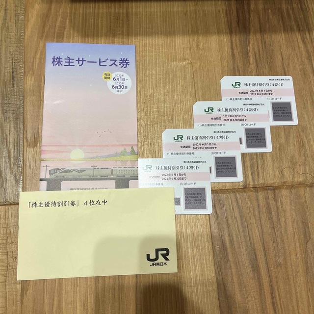 JR東日本株主優待割引券　4割引　4枚