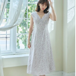 Herlipto♡Lace Trimmed Floral Dress mauve