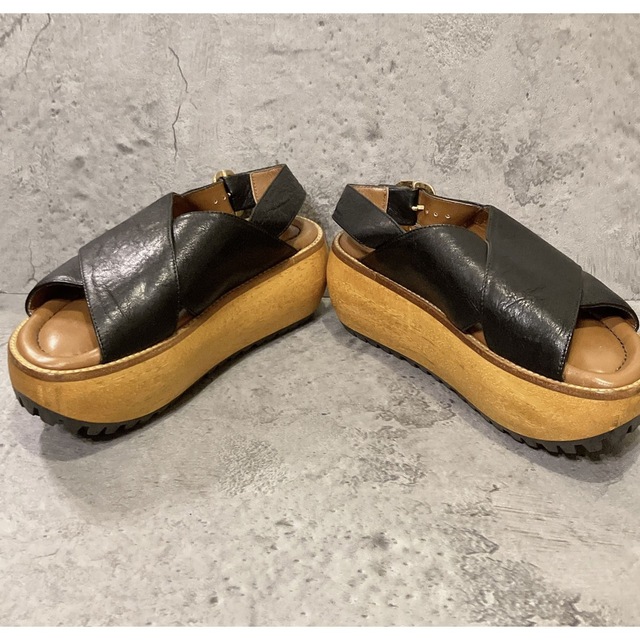 美品 MARNI マルニ サンダル 厚底 ウッド ソール 22.5cm 35 美品 MARNI マルニ サンダル 厚底 ウッド ソール 22.5cm 35