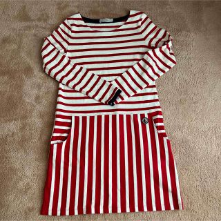 プチバトー(PETIT BATEAU)のpetit bateau ボーダーワンピース　xs 美品(ひざ丈ワンピース)