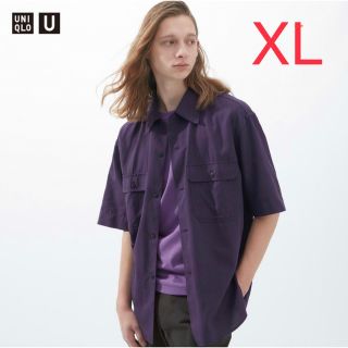 ユニクロ(UNIQLO)の（新品）ユニクロU オーバーサイズワークシャツ（半袖）XL パープル(シャツ)