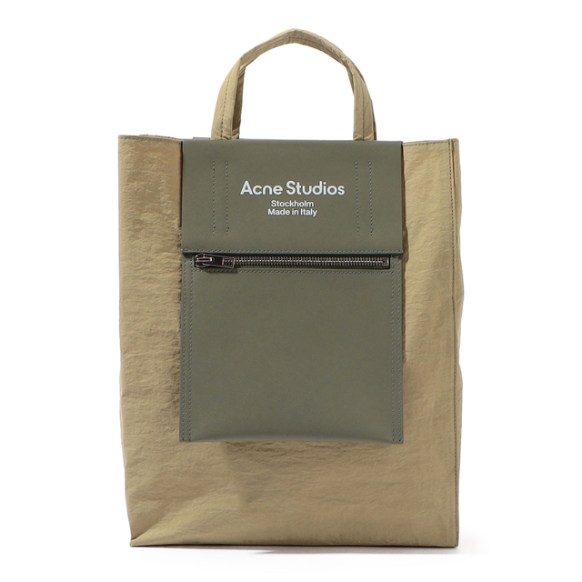 Acne Studios ペーパーバッグ　トートバッグ　オリーブグリーン