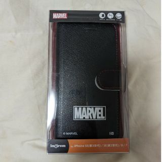 マーベル(MARVEL)の〘11/23…大幅お値下げ！〙MARVEL手帳型レザーケース/黒(合成皮革)(モバイルケース/カバー)