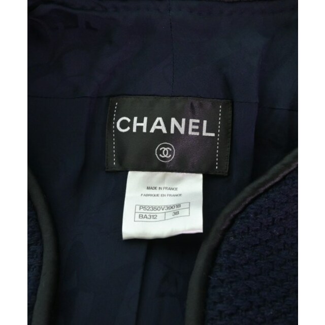 CHANEL - CHANEL シャネル ノーカラージャケット 38(S位) 紺 【古着