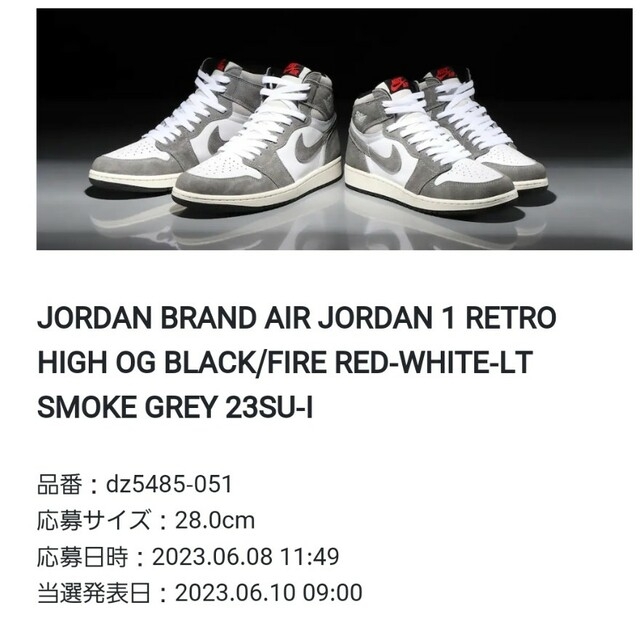 Jordan Brand（NIKE）(ジョーダン)のナイキ エアジョーダン1 レトロ ハイ OG "ブラック アンド スモークグレー メンズの靴/シューズ(スニーカー)の商品写真