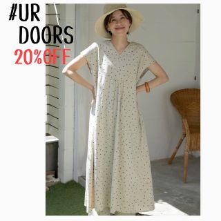 アーバンリサーチドアーズ(URBAN RESEARCH DOORS)の★新品未使用タグ付き★UR DOORS＊リネンレーヨンドットワンピース(ロングワンピース/マキシワンピース)