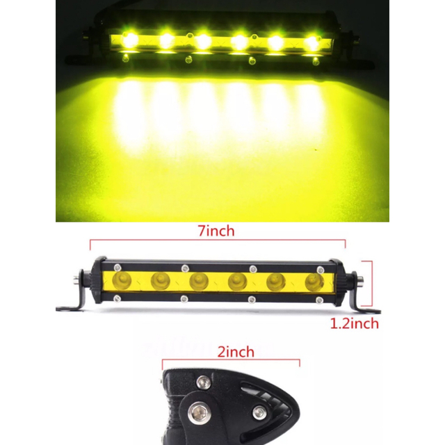 2本 LED ライトバー 作業灯 フォグランプ イエロー ワークライト ジムニー