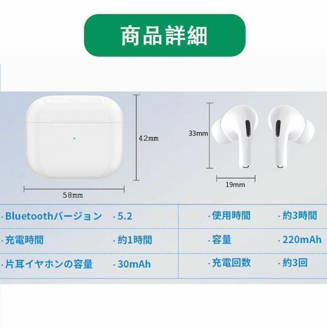 TWS 高音質 ワイヤレスイヤホン Bluetoothイヤホン 両耳 アイフォン スマホ/家電/カメラのオーディオ機器(ヘッドフォン/イヤフォン)の商品写真