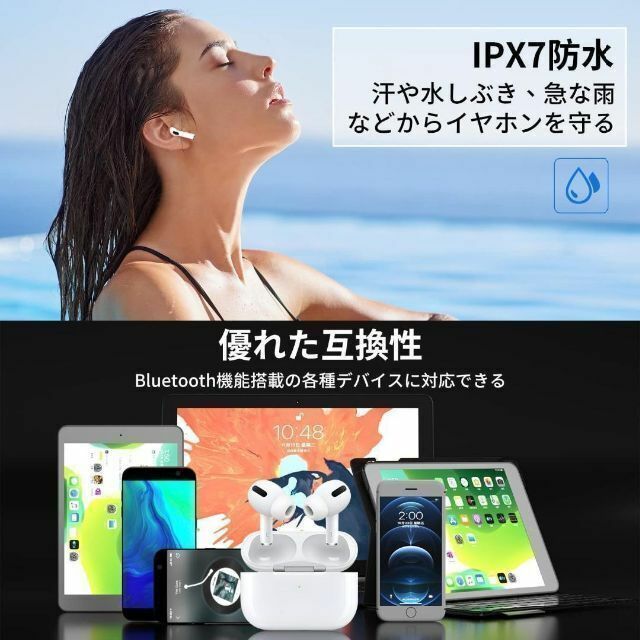 TWS 高音質 ワイヤレスイヤホン Bluetoothイヤホン 両耳 アイフォン スマホ/家電/カメラのオーディオ機器(ヘッドフォン/イヤフォン)の商品写真