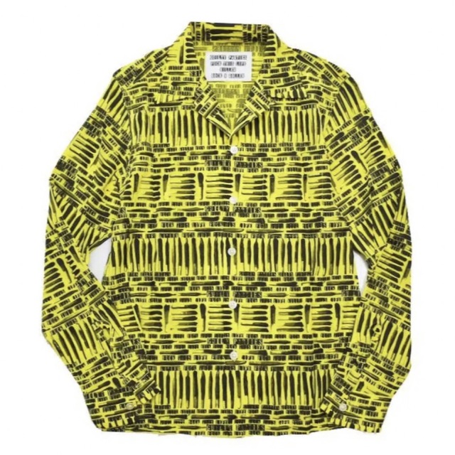 WACKO MARIA 総柄 シルク100 オープンカラーシャツ 長袖シャツ-