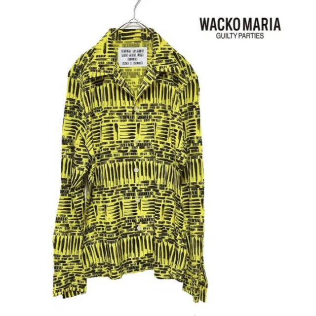 WACKO MARIA 総柄 シルク100 オープンカラーシャツ 長袖シャツ約40cm身幅