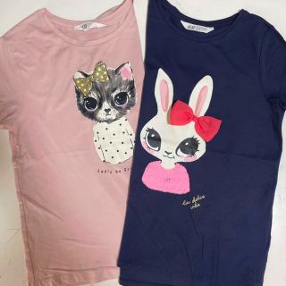 エイチアンドエム(H&M)の美品　H&M アニマルプリントTシャツ　2枚セット(Tシャツ/カットソー)