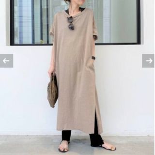 アパルトモンドゥーズィエムクラス(L'Appartement DEUXIEME CLASSE)のL'Appartement PRINTED LONG DRESS ベージュ(ロングワンピース/マキシワンピース)