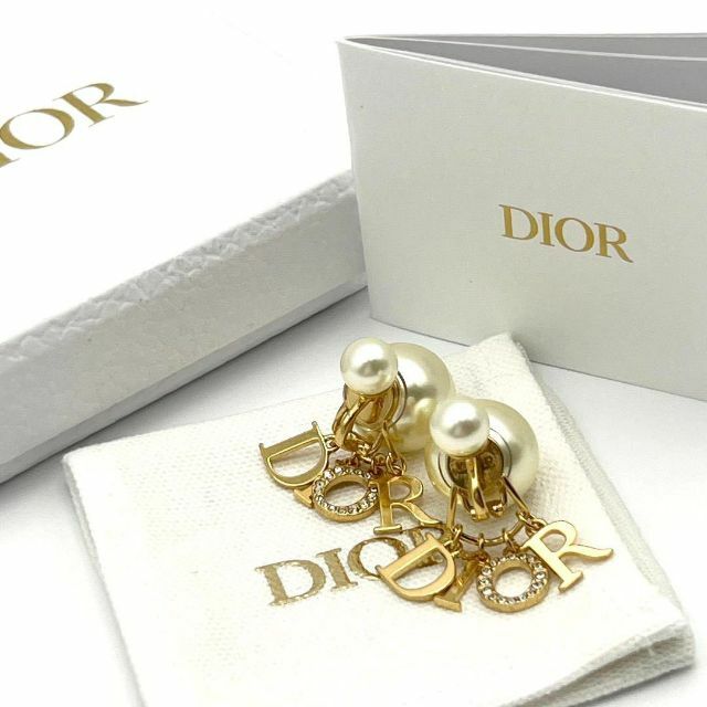 CHRISTIAN DIOR ラインストーン フラワー イヤリング 金属製 レディース