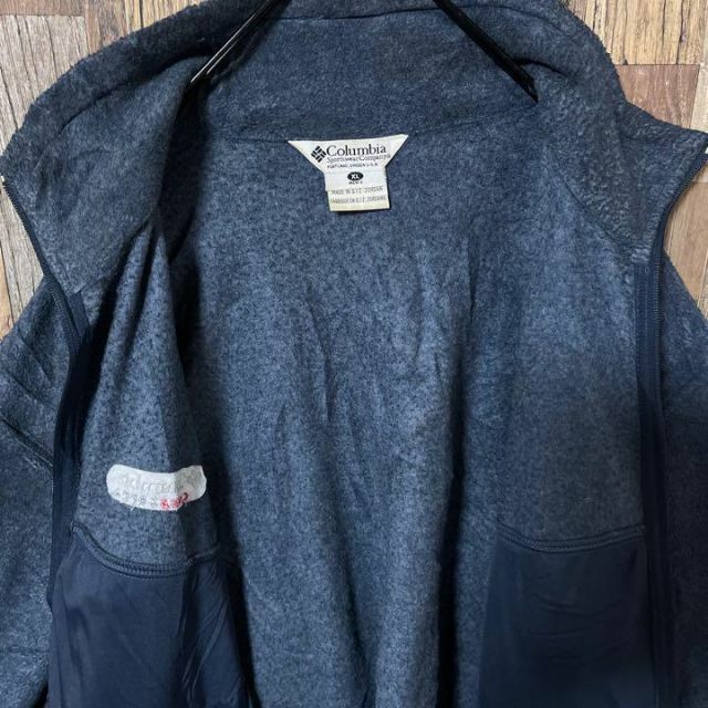 コロンビア フリース メンズ ロゴ グレー XL 古着 90s 長袖 ジャケット