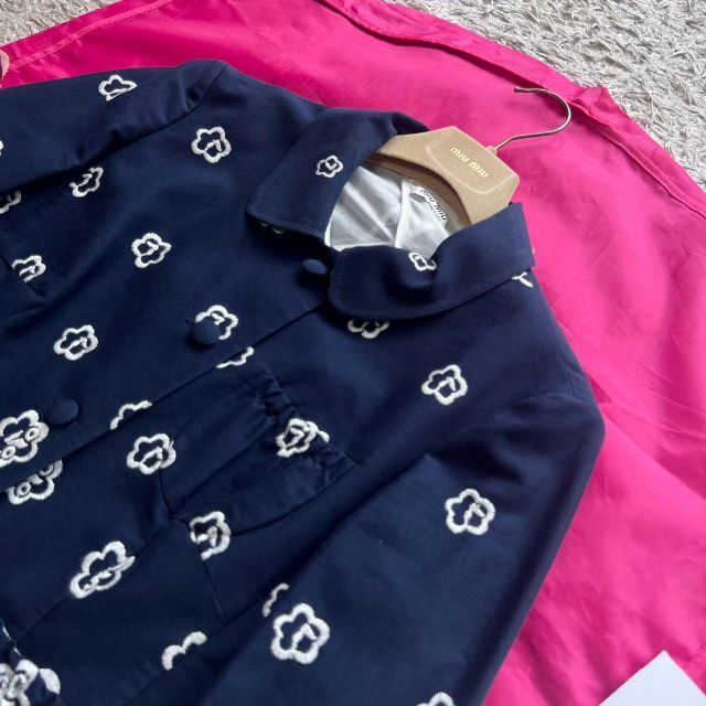 miumiu - 【美品】MIU MIU 刺繍ジャケット ネイビー 40 襟の通販 by