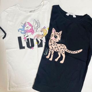 エイチアンドエム(H&M)の美品　H&M アニマルプリント　Tシャツ2枚セット(Tシャツ/カットソー)