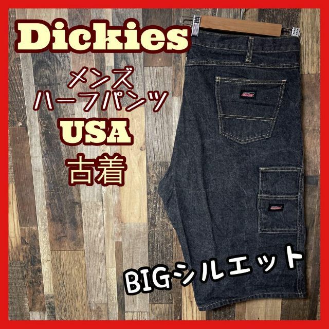 ディッキーズ メンズ ハーフ デニム パンツ ブルー ロゴ 40 USA