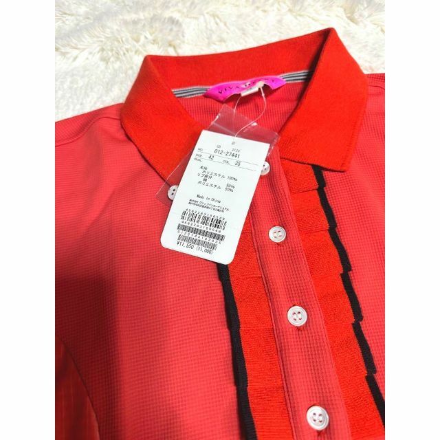 VIVA HEART(ビバハート)の【新品/定価11,550円】ビバハート　42サイズ　ポロシャツ　赤系　フリル レディースのトップス(ポロシャツ)の商品写真