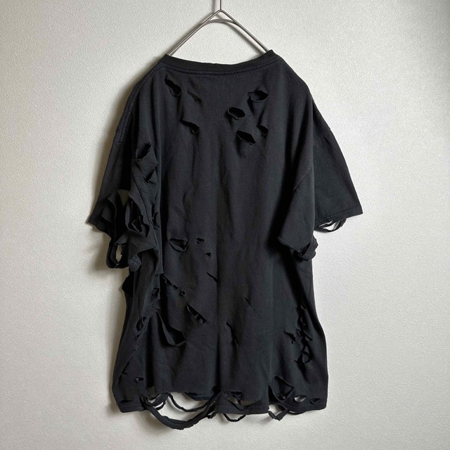 ボロTシャツ Lサイズ リメイク ビッグプリントデザイン ダメージ加工 古着