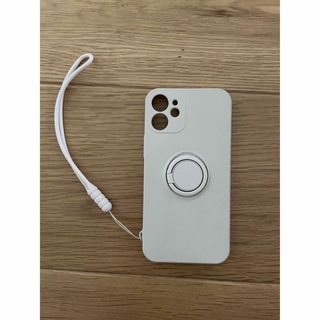 iPhone12 mini ケース　シリコン　アイボリー　リング付き　磁石(iPhoneケース)