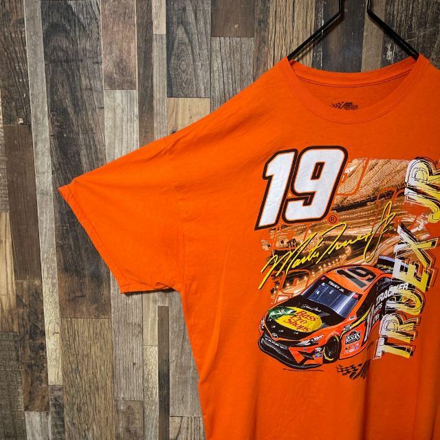 プリント オレンジ レース メンズ 2XL USA古着 90s 半袖 Tシャツ - Tシャツ