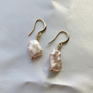 【お値下げ】 大粒 淡水パール フック ピアス(ピアス)