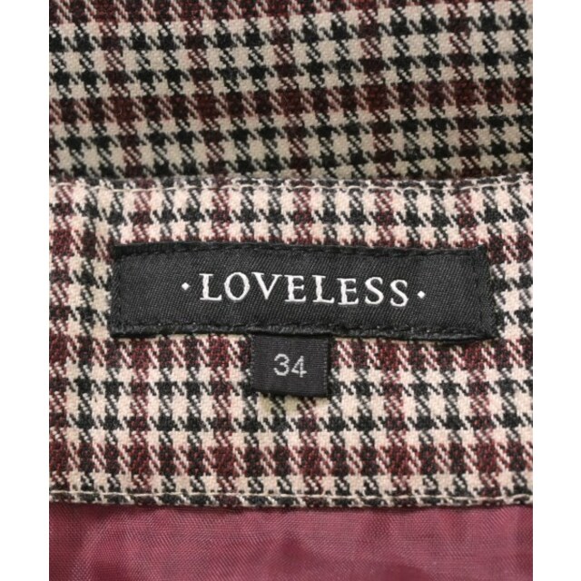 LOVELESS(ラブレス)のLOVELESS ひざ丈スカート 34(XS位) エンジ系x黒x白(チェック) 【古着】【中古】 レディースのスカート(ひざ丈スカート)の商品写真