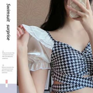 M♡レディース水着☆体型カバー☆かわいい・韓国水着・ビキニ・人気・フリル千鳥格子(水着)